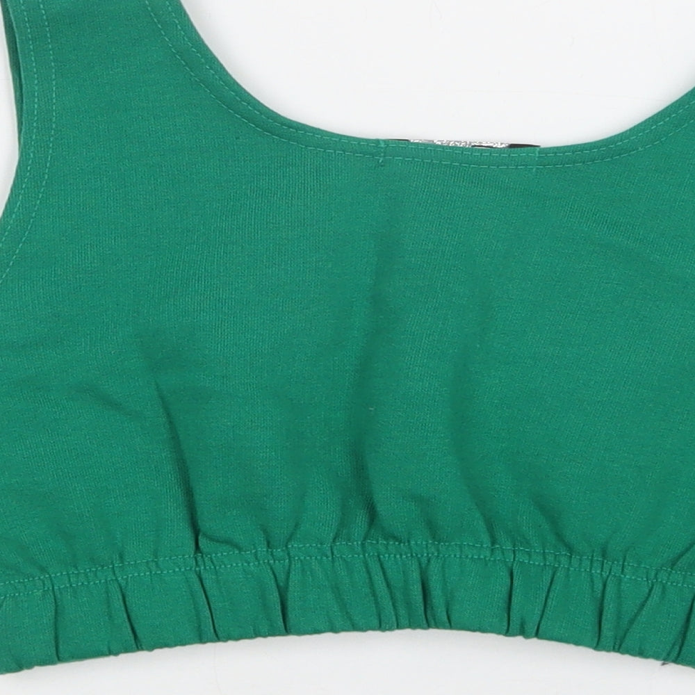 Stylewise Womens Green Cotton Cropped Tank Size XS Scoop Neck