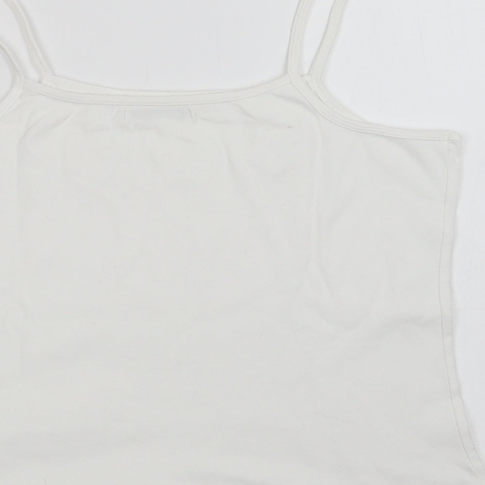 Dunnes Stores Womens White Cotton Basic Tank Size 18 Square Neck