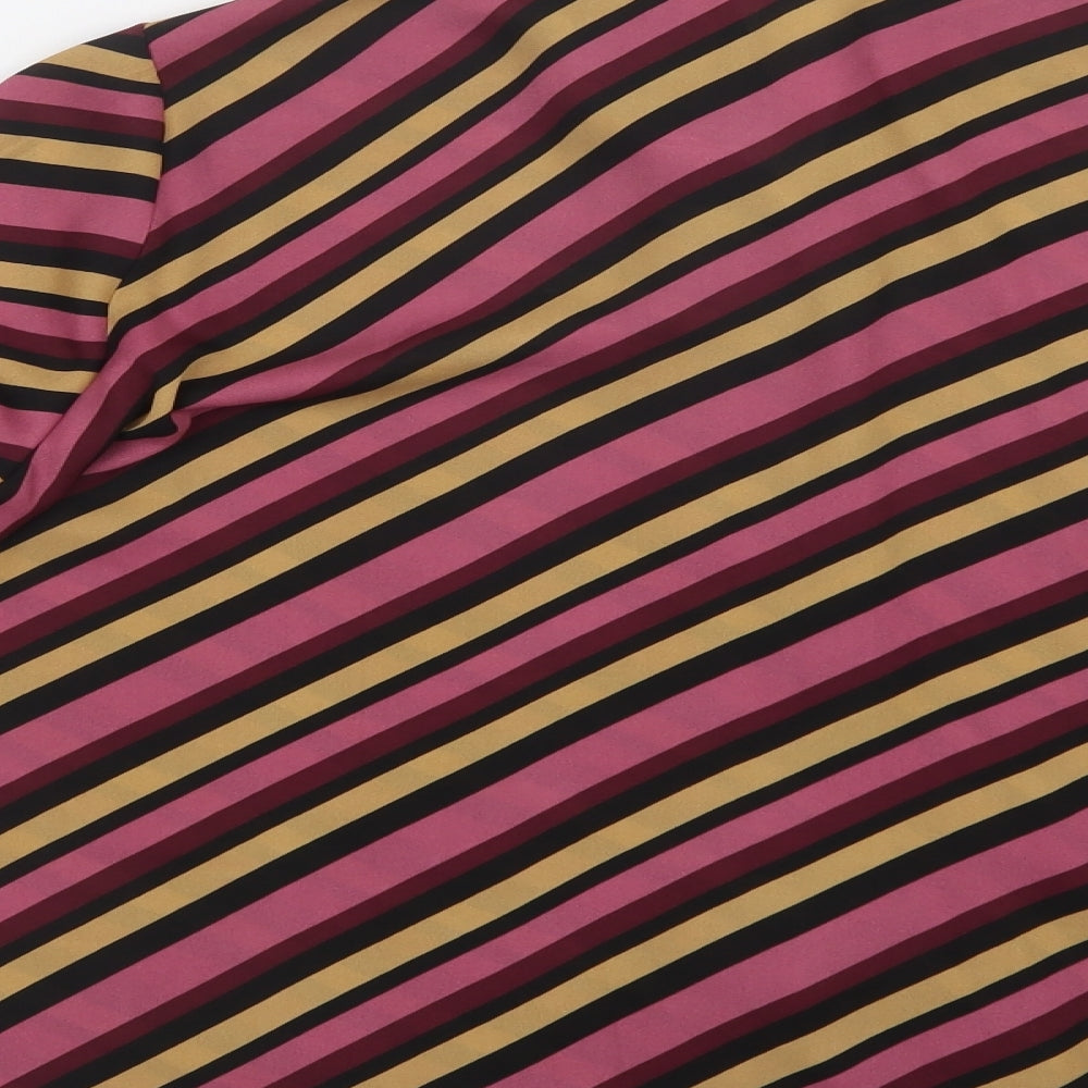 VERO MODA Womens Purple Striped Polyester Basic Blouse Size S Collared