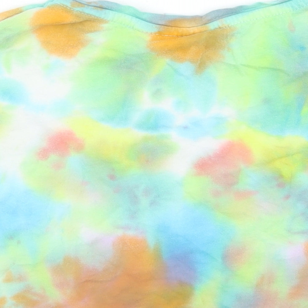 Primark Girls Multicoloured Cotton Cropped T-Shirt Size 7-8 Years Crew Neck - Friends Tie Dye