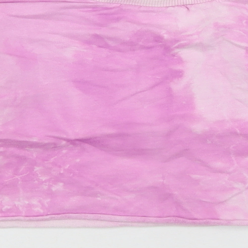 Dunnes Stores Girls Pink Cotton Pullover Sweatshirt Size 5-6 Years - Tie Dye, Cropped