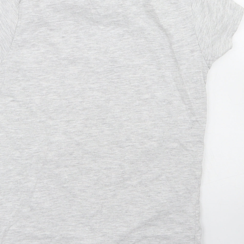 Pep&Co Girls Grey Cotton Basic T-Shirt Size 7-8 Years Crew Neck - All about having fun