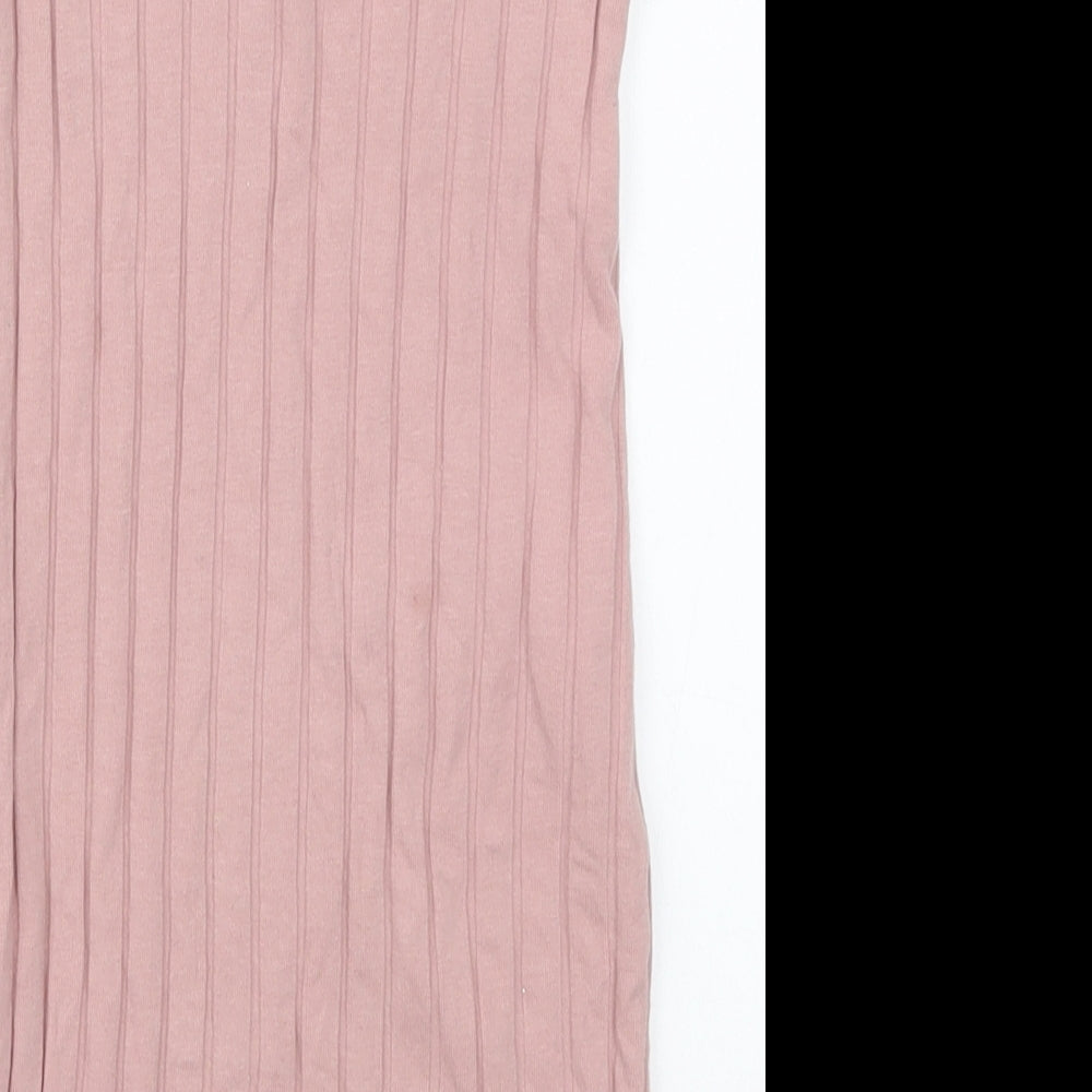 SHEIN Girls Pink Cotton Tank Dress Size 8 Years Round Neck Pullover