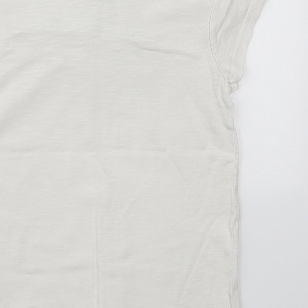 NEXT Girls White Cotton Basic T-Shirt Size 7 Years Round Neck Pullover