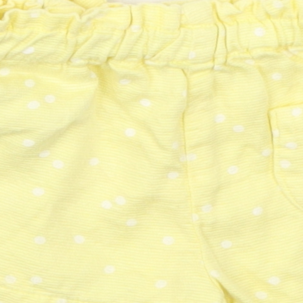 Zara Girls Yellow Polka Dot Polyester Cropped Trousers Size 9-12 Months - Shorts