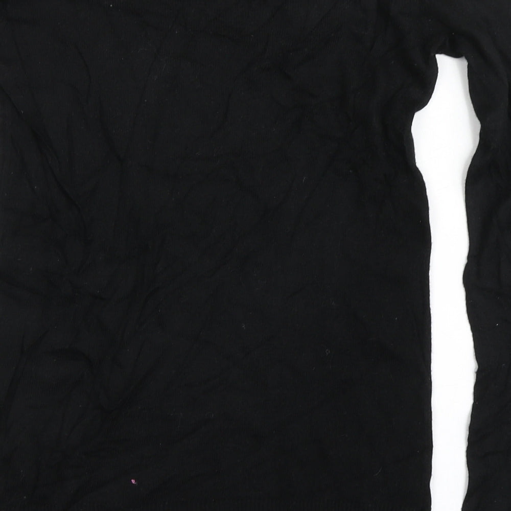 Oasis Womens Black Round Neck Viscose Pullover Jumper Size XS