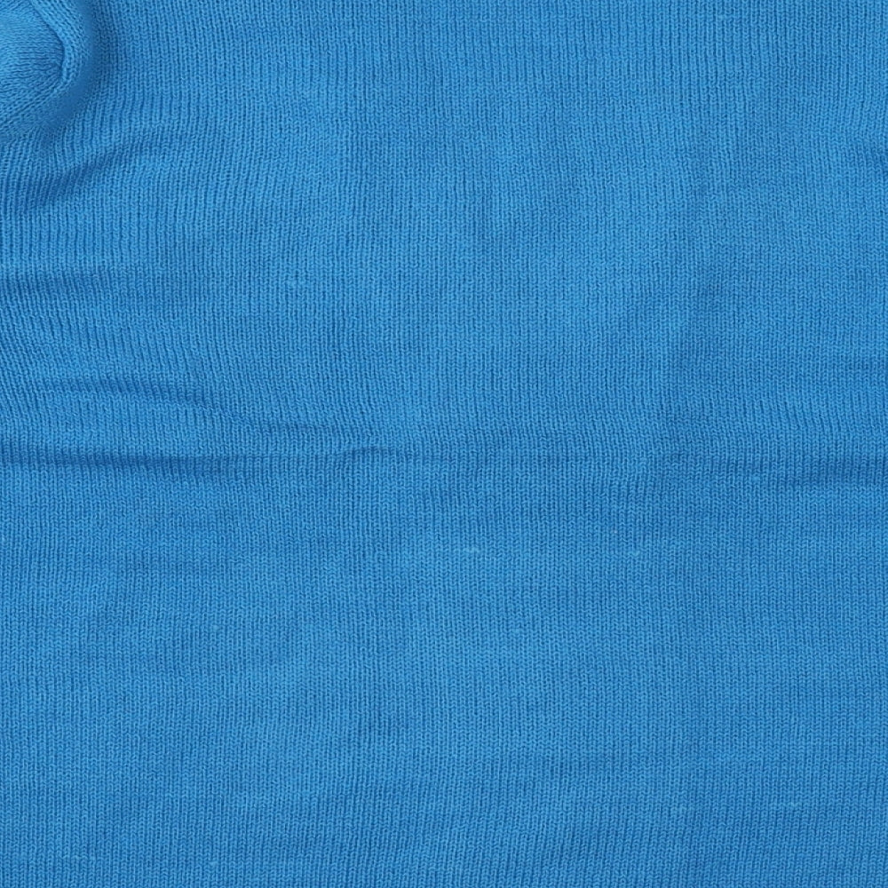 Preworn Womens Blue V-Neck Acrylic Pullover Jumper Size L - Cardigan effect