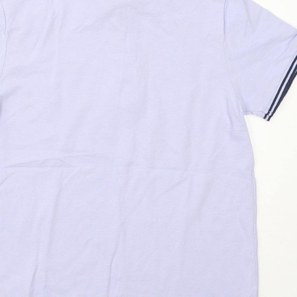 Marks & Spencer Boys Purple 100% Cotton Basic Polo Size 9-10 Years Collared Button