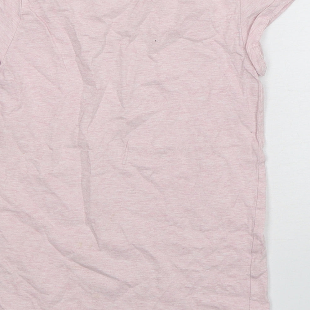 H&M Girls Pink Cotton Basic T-Shirt Size 7-8 Years Round Neck Pullover