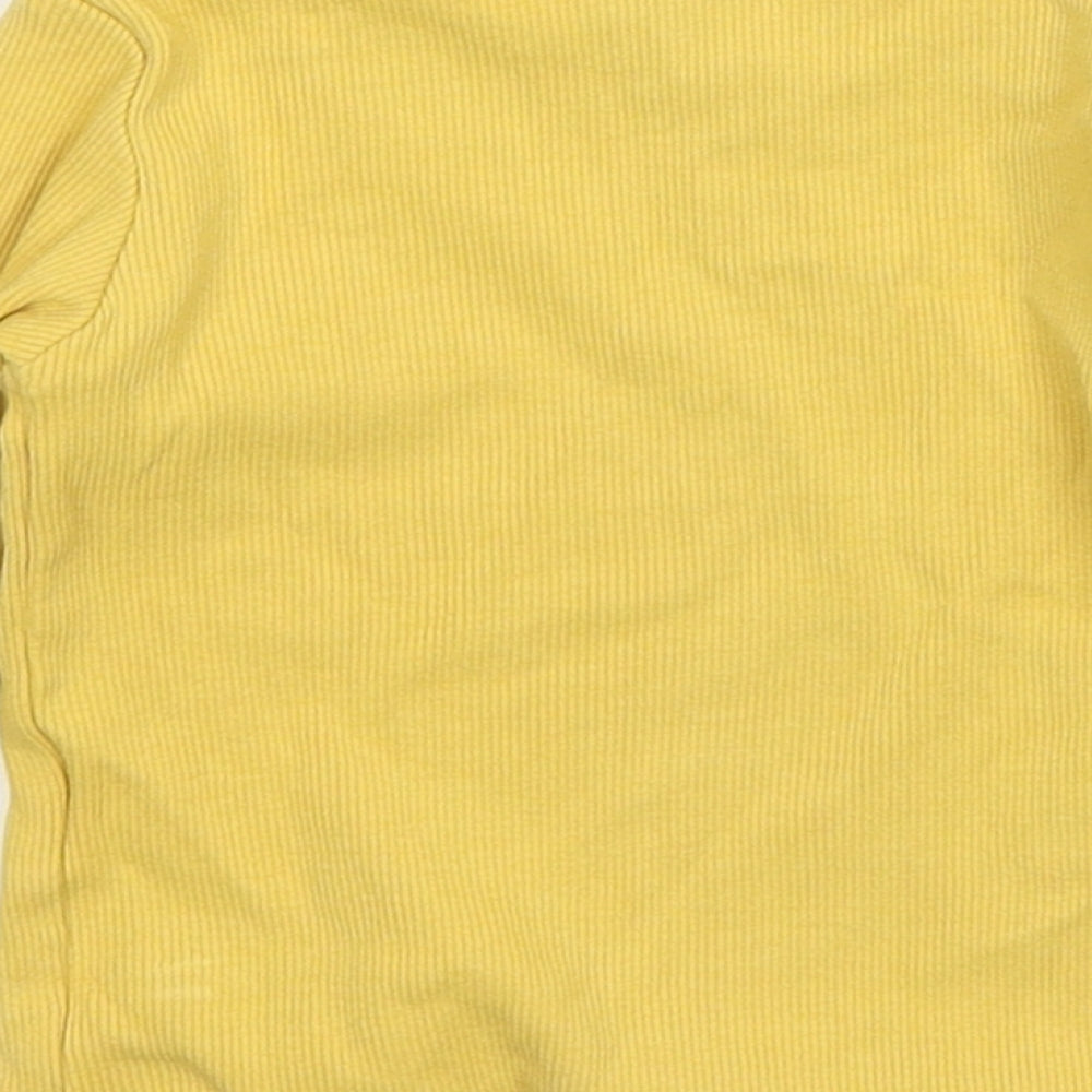 NEXT Girls Yellow Cotton Basic T-Shirt Size 3-6 Months Round Neck Pullover
