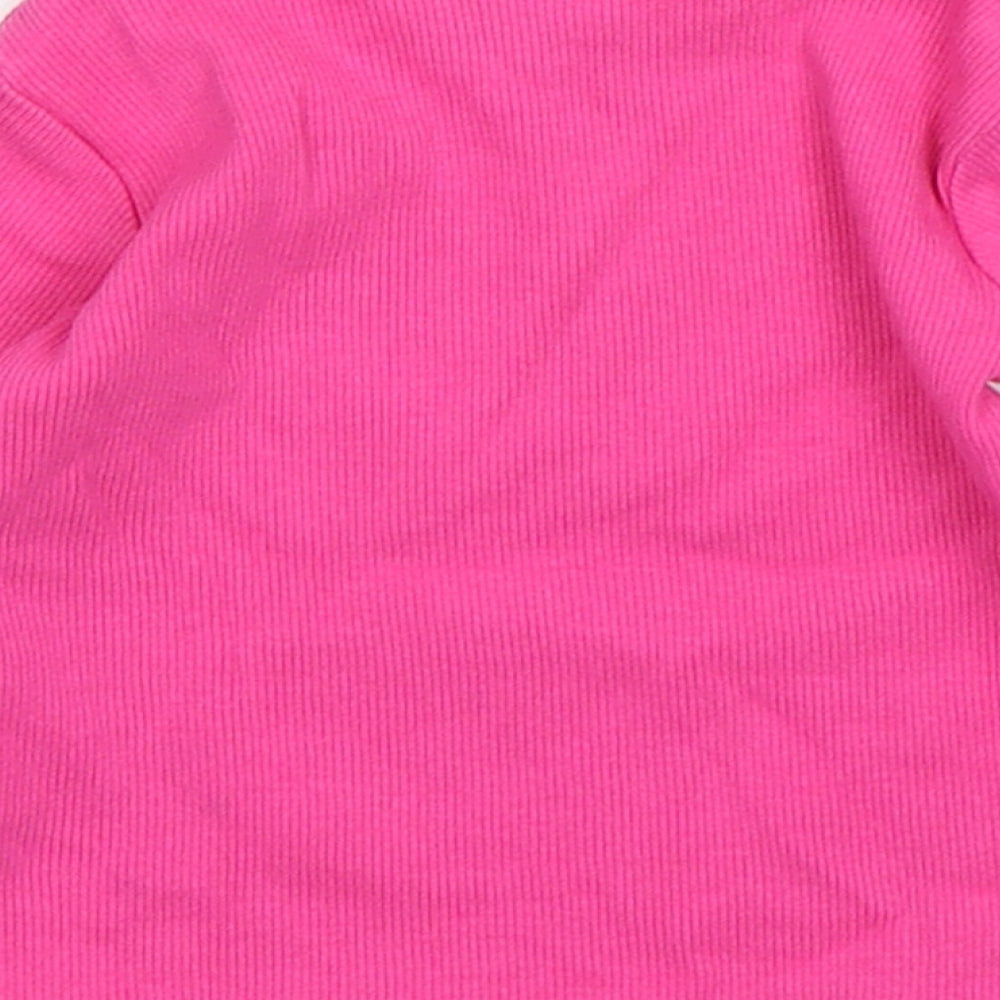 NEXT Girls Pink Cotton Basic T-Shirt Size 3-6 Months Round Neck Pullover