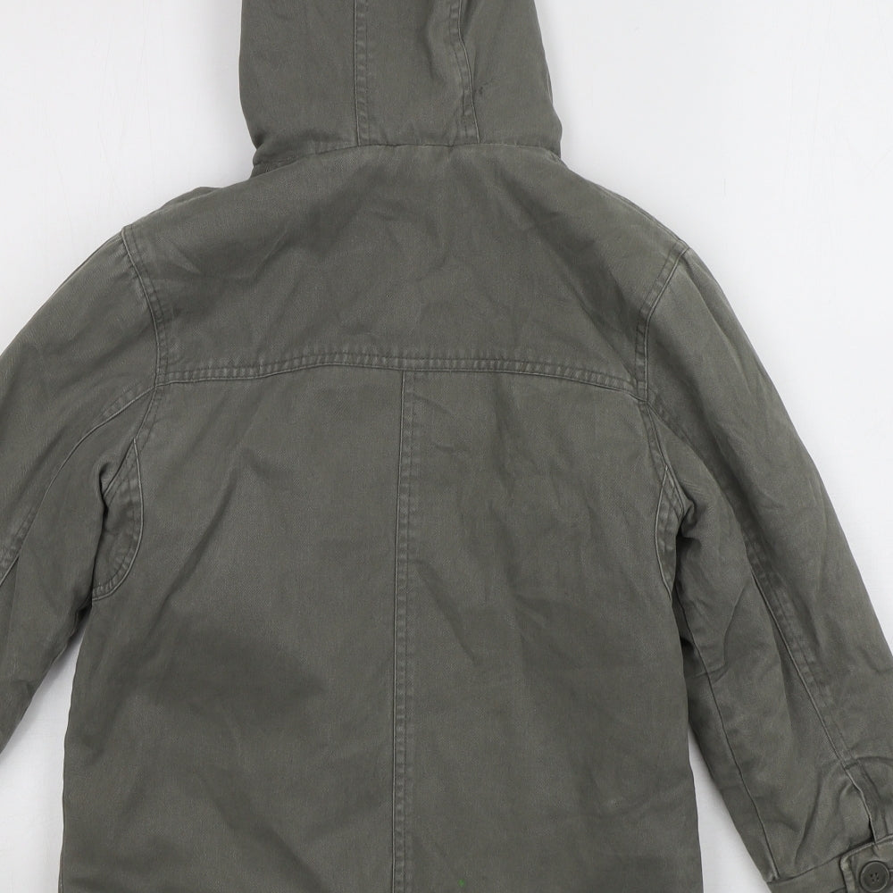 Mothercare Boys Green Parka Coat Size 7-8 Years Zip