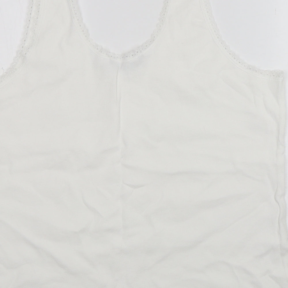 Dunnes Stores Womens White Cotton Basic Tank Size 2XL Round Neck