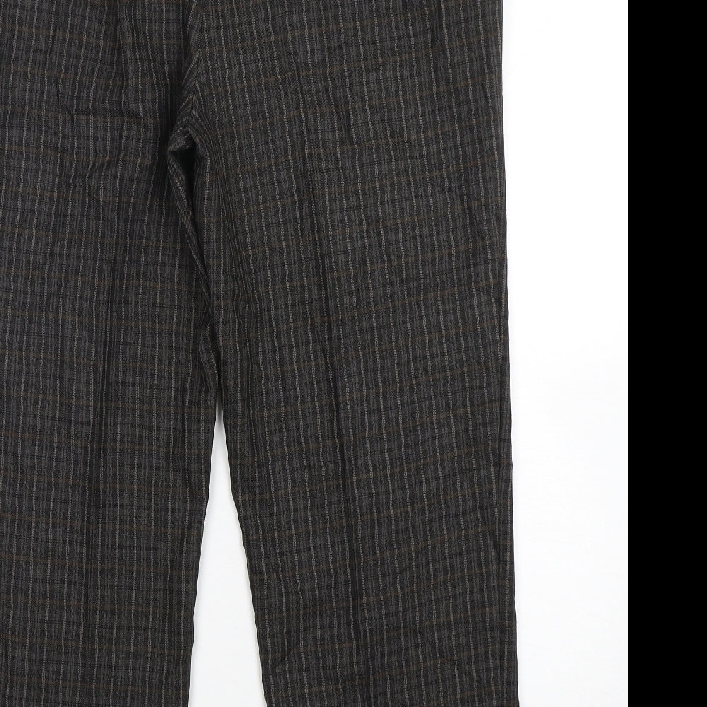 Marks and Spencer Womens Multicoloured Check Polyester Trousers Size 16 L27 in Regular