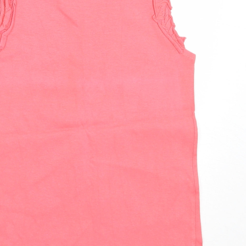 Emily Girls Red Cotton Basic Tank Size 8 Years Round Neck