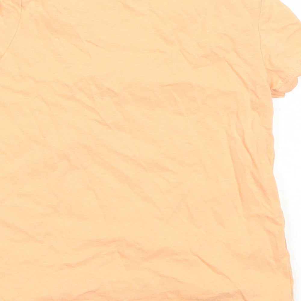 George Girls Orange Cotton Basic T-Shirt Size 6-9 Months Round Neck