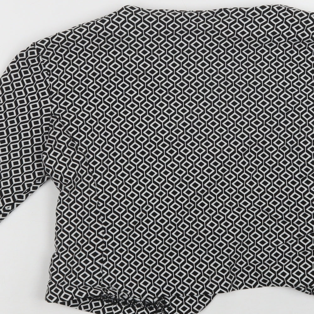 A'Gaci Womens Black Geometric Jacket Blazer Size S