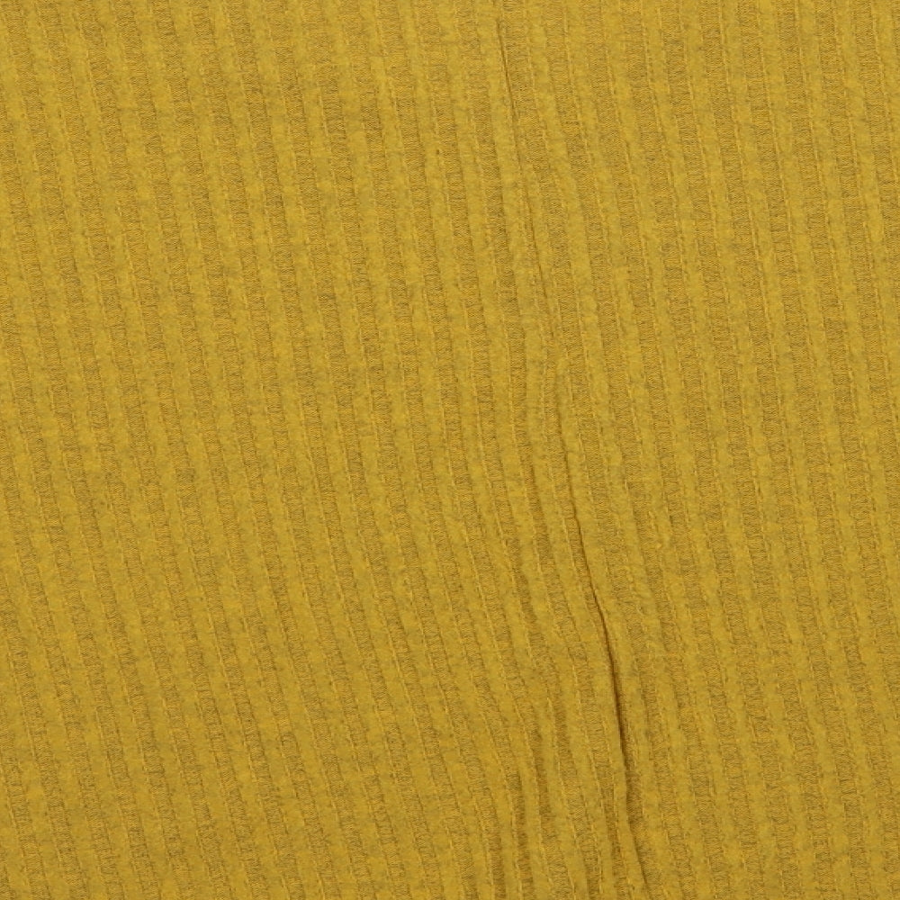 New Look Womens Yellow V-Neck Polyester Pullover Jumper Size M