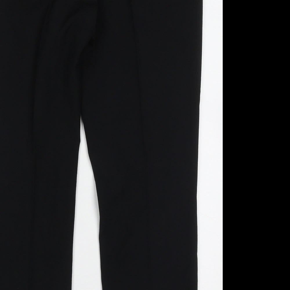 Marks & Spencer Womens Black Polyester Trousers Size 14 L29 in Regular Button