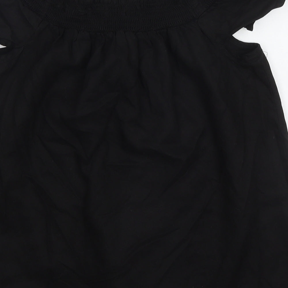NEXT Womens Black Lyocell Basic T-Shirt Size 8 Off the Shoulder