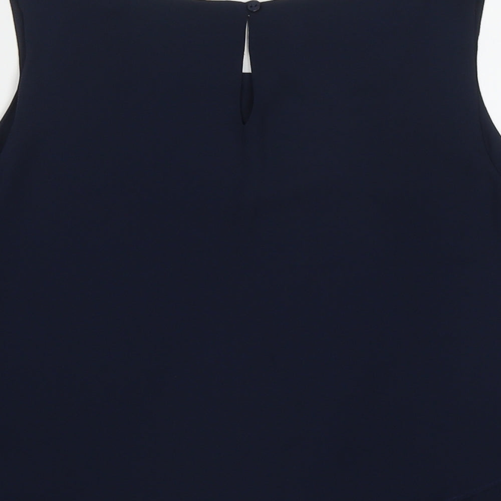 Zara Womens Blue Polyester Basic Tank Size M Scoop Neck