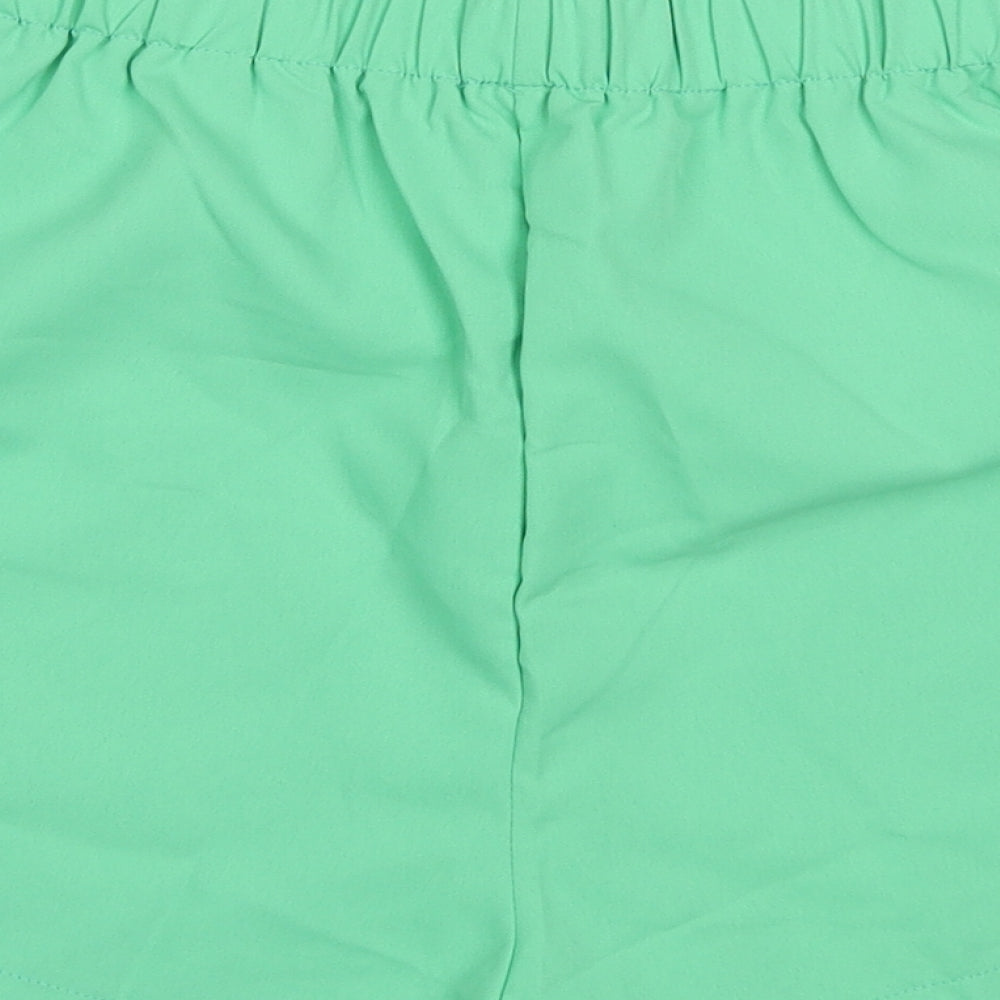 sherin Womens Green Polyester Paperbag Shorts Size M Regular Pull On