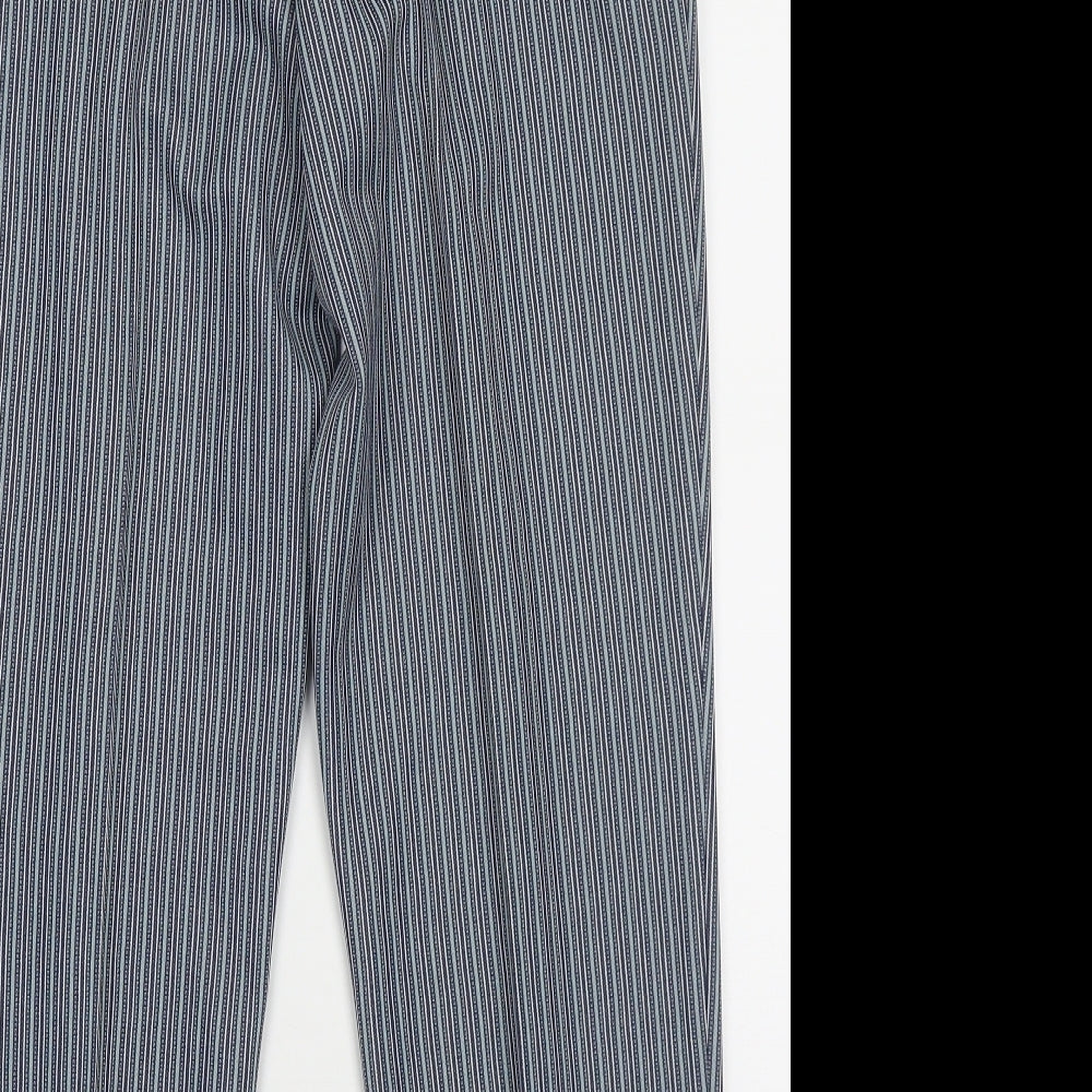 Marks and Spencer Womens Blue Striped Polyester Trousers Size 14 L28 in Regular