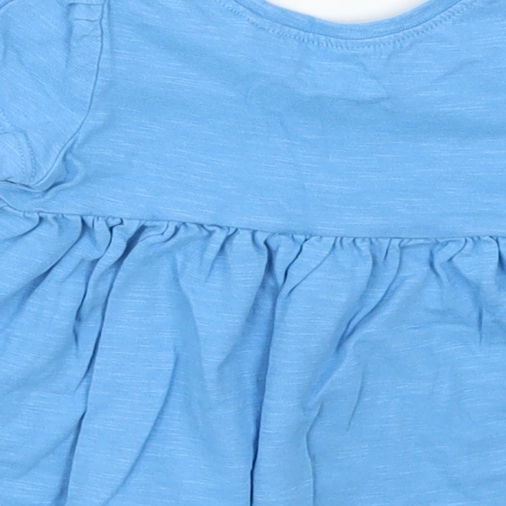NEXT Girls Blue Cotton Basic T-Shirt Size 3-6 Months Cowl Neck Pullover