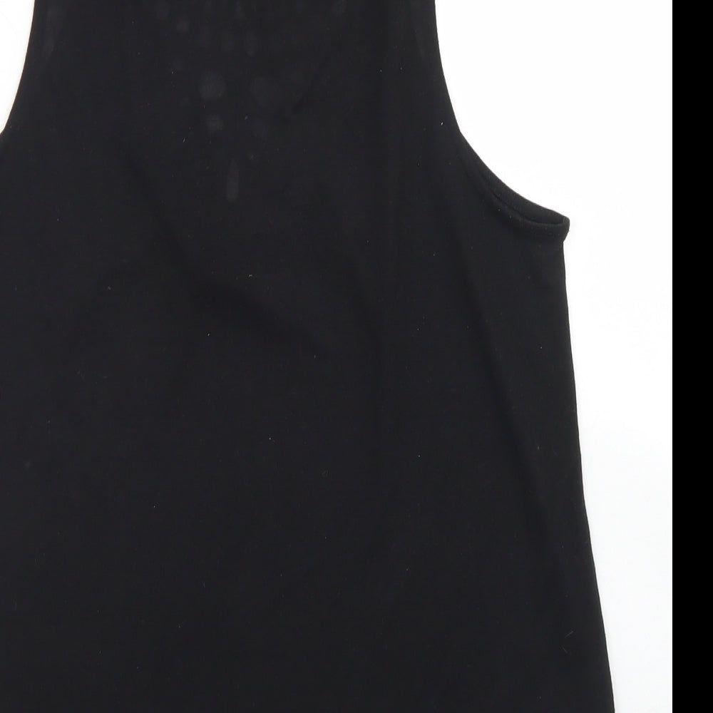 H&M Womens Black Polyester Basic Tank Size M Round Neck - Crochet Neckline