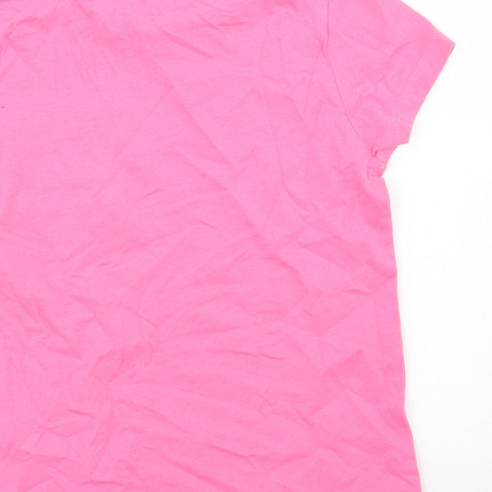 George Girls Pink Cotton Basic T-Shirt Size 5 Years Crew Neck - Chest Pocket