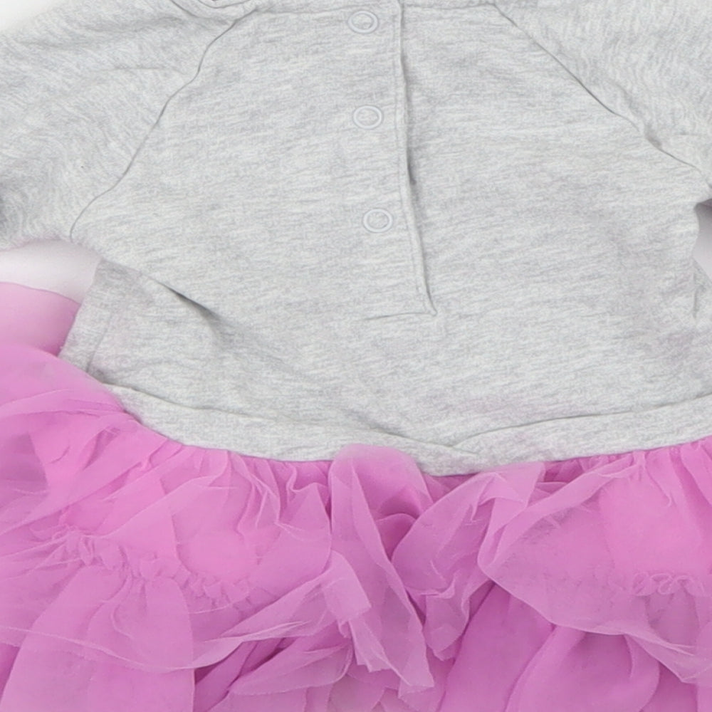 Mothercare Girls Grey Cotton Tutu Dress Size 3-6 Months Crew Neck Snap - Rabbit