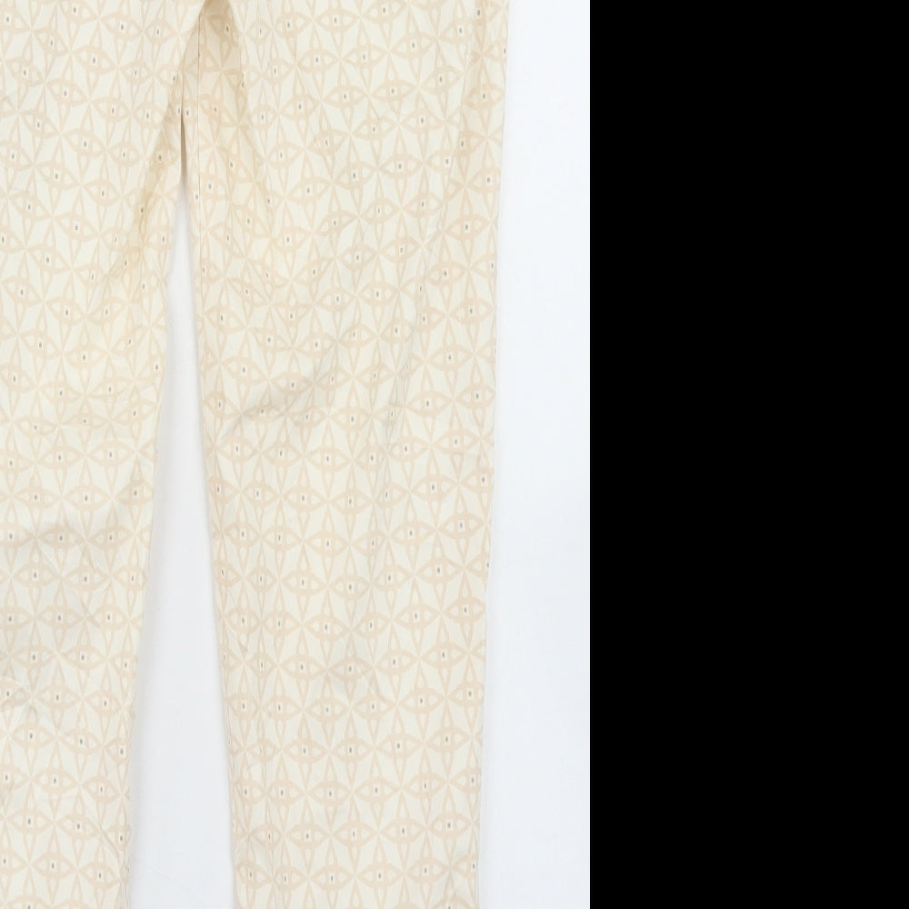 H&M Womens Pink Geometric Polyester Pedal Pusher Trousers Size 6 L27 in Regular Hook & Eye