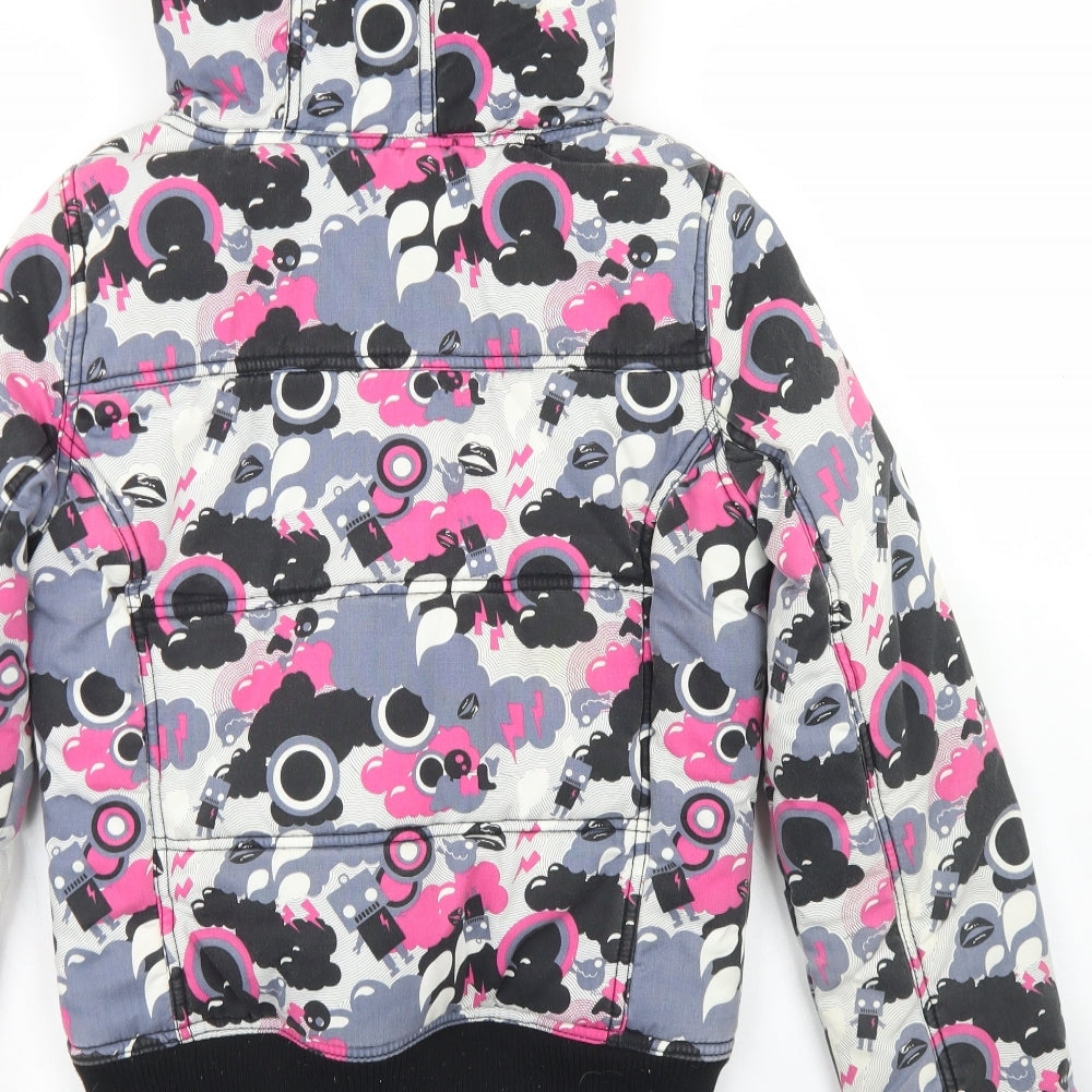 Only Womens Pink Paisley Parka Coat Size S Zip