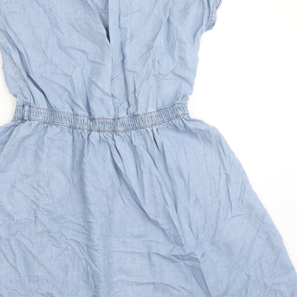 Divided by H&M Womens Blue Lyocell A-Line Size 6 Round Neck