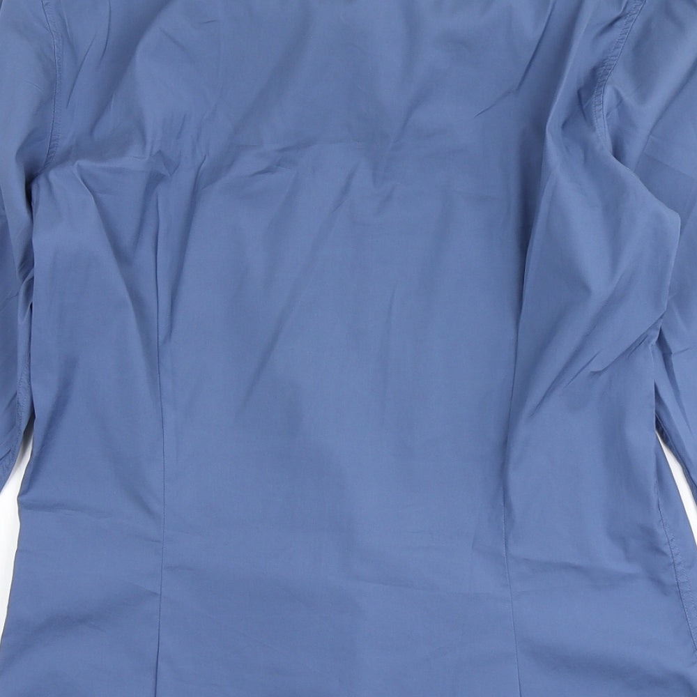 Devred Mens Blue Cotton Button-Up Size M Round Neck Button