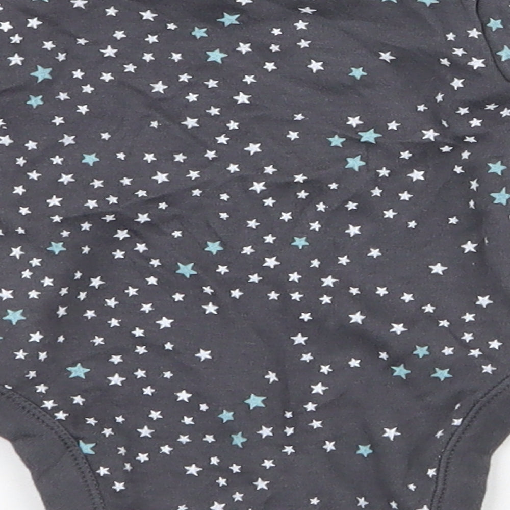 George Girls Grey Spotted 100% Cotton Babygrow One-Piece Size 0-3 Months Snap - stars