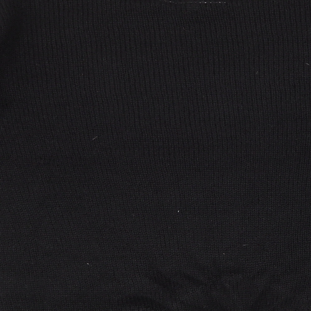 New Look Womens Black Round Neck Acrylic Pullover Jumper Size 8 - raindeer