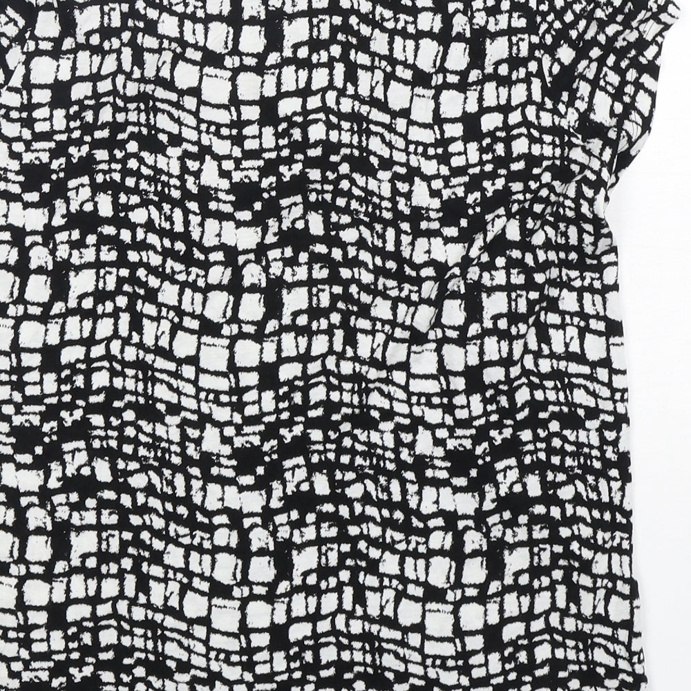 NEXT Womens Multicoloured Geometric Viscose Basic T-Shirt Size 10 Round Neck