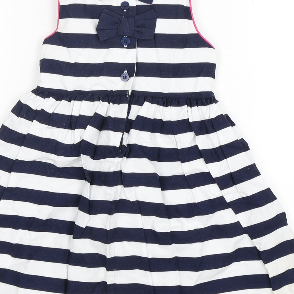 Mini Club Girls Multicoloured Striped Polyester A-Line Size 18-24 Months Round Neck Pullover