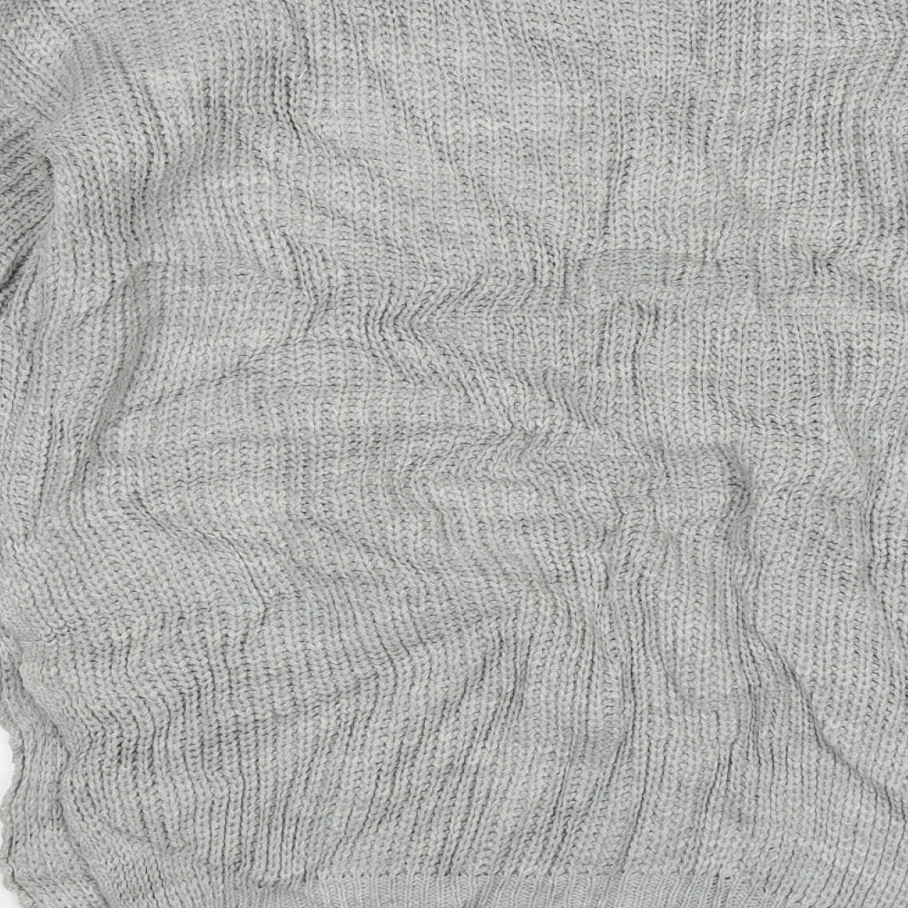 PRETTYLITTLETHING Womens Grey Cowl Neck Acrylic Pullover Jumper Size M