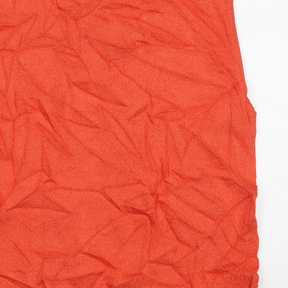 Off Shoot Womens Orange Crew Neck Viscose Vest Jumper Size M