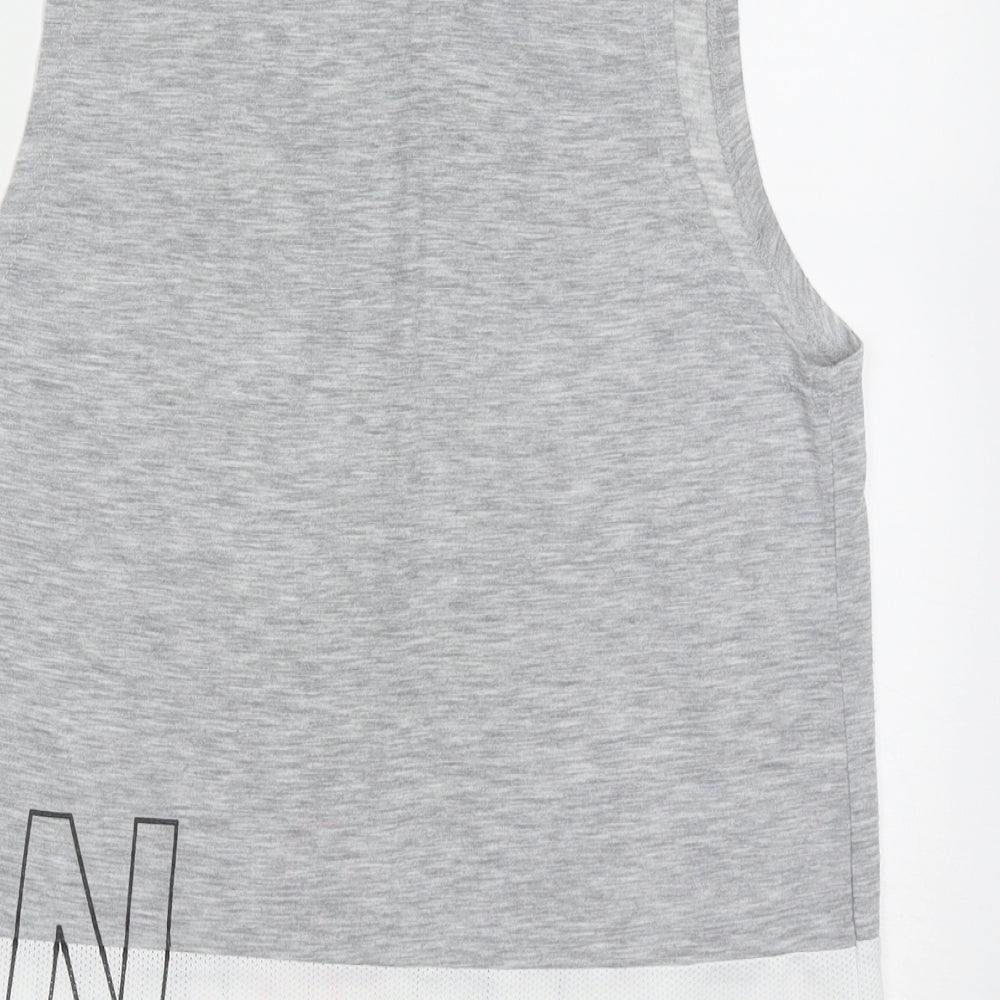 Work out Womens Grey Polyester Basic Tank Size XS Crew Neck Pullover - Game on