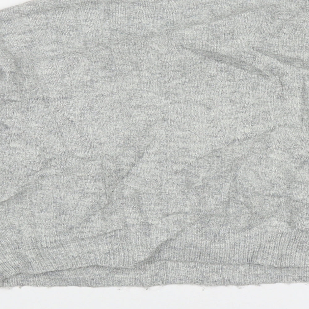 Topshop Womens Grey Crew Neck Geometric Acrylic Pullover Jumper Size 6 - crop jumper