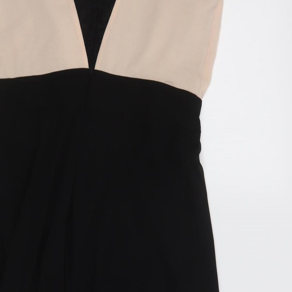Dorothy Perkins Womens Black Colourblock Polyester A-Line Size 14 Round Neck Zip