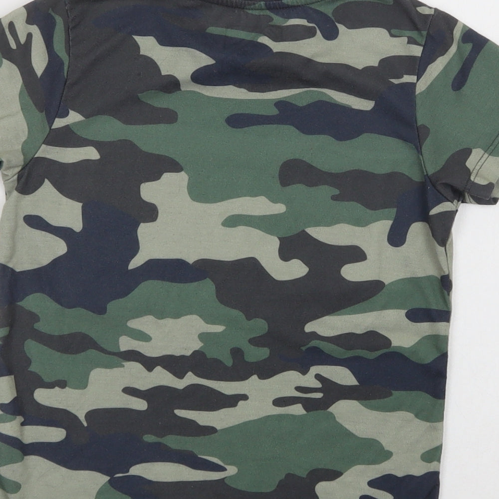 Matalan Boys Green Camouflage Polyester Basic Polo Size 6 Years Crew Neck