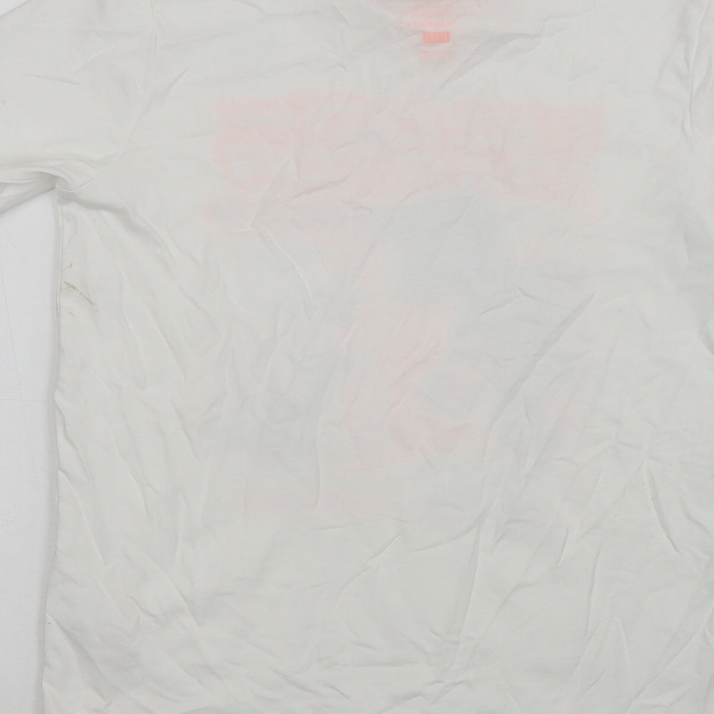 F&F Boys White Cotton Basic T-Shirt Size 8-9 Years Crew Neck - Dinosaur