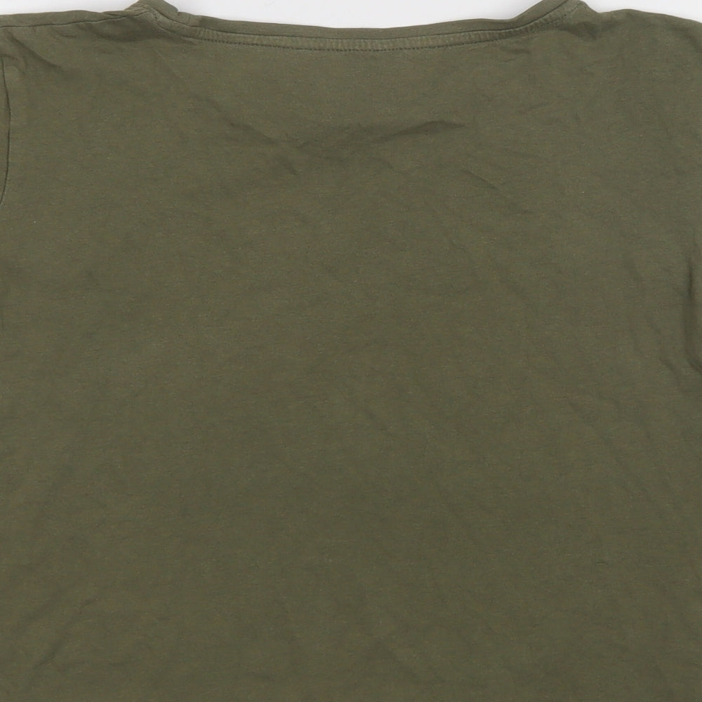 Primark Womens Green Cotton Basic T-Shirt Size XS Crew Neck - Coffee