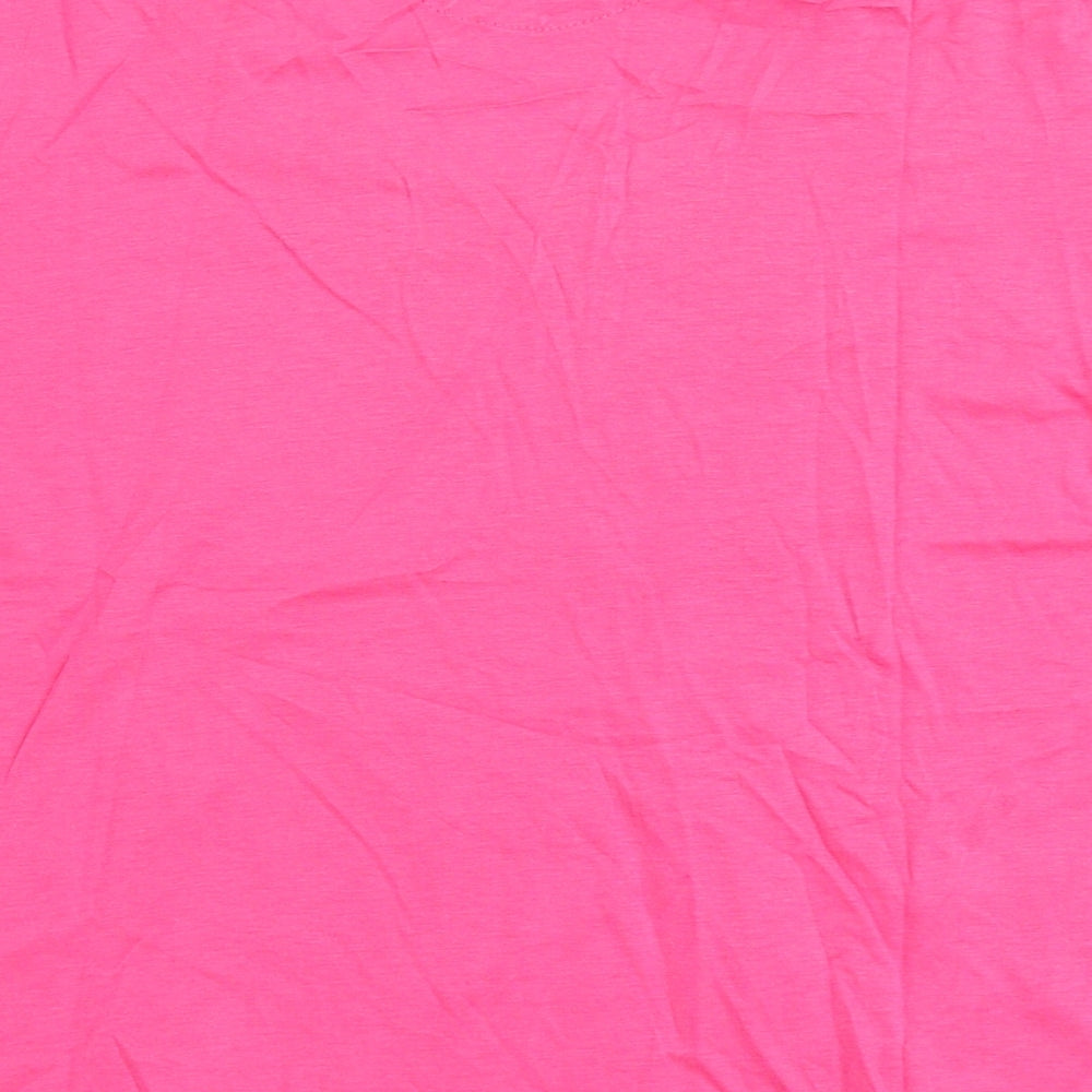 Emreco Womens Pink Cotton Basic T-Shirt Size 18 Round Neck - Flowers