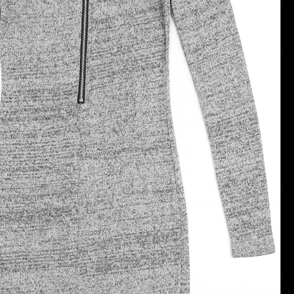 Glamorous Womens Grey Cotton Bodycon Size 10 Round Neck