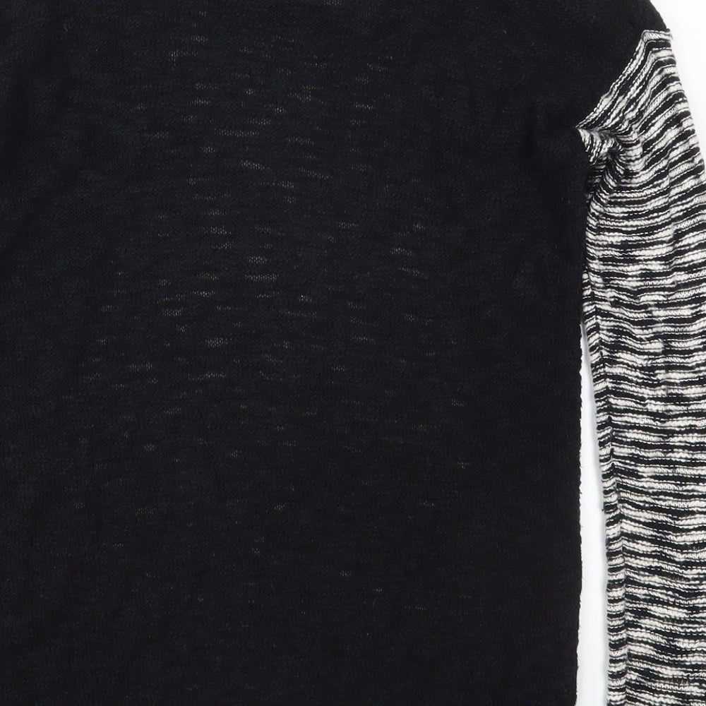 Dorothy Perkins Womens Black Round Neck Striped Cotton Pullover Jumper Size 12